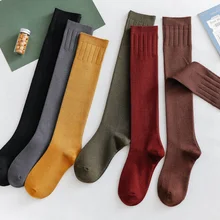 Женщины' s носки осень зима мода длинные носки консервативный стиль колено носки сплошной цвет высокая эластичность микродавление