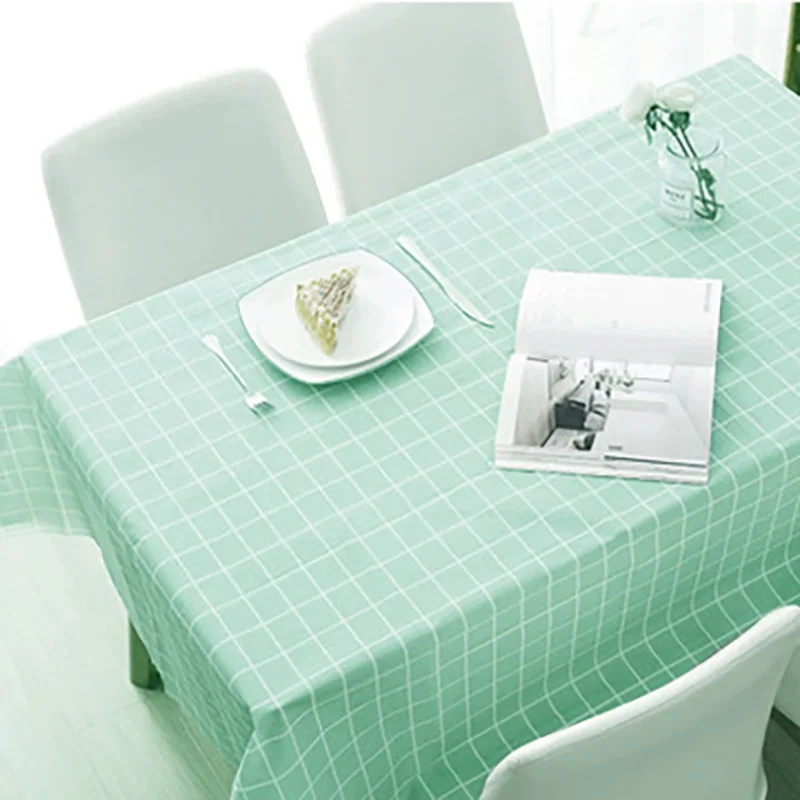 Nordic Fresh Lattice Print PEVA Tablecloth Waterproof Oil Proof Anti Scalding Household Wedding Birthday Party Table Cloth