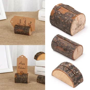 

1PC Natural Stump Semicircular Photo Clip Wood Card Holder Picture Stand Office Desktop Ornament Party Wedding Decoration