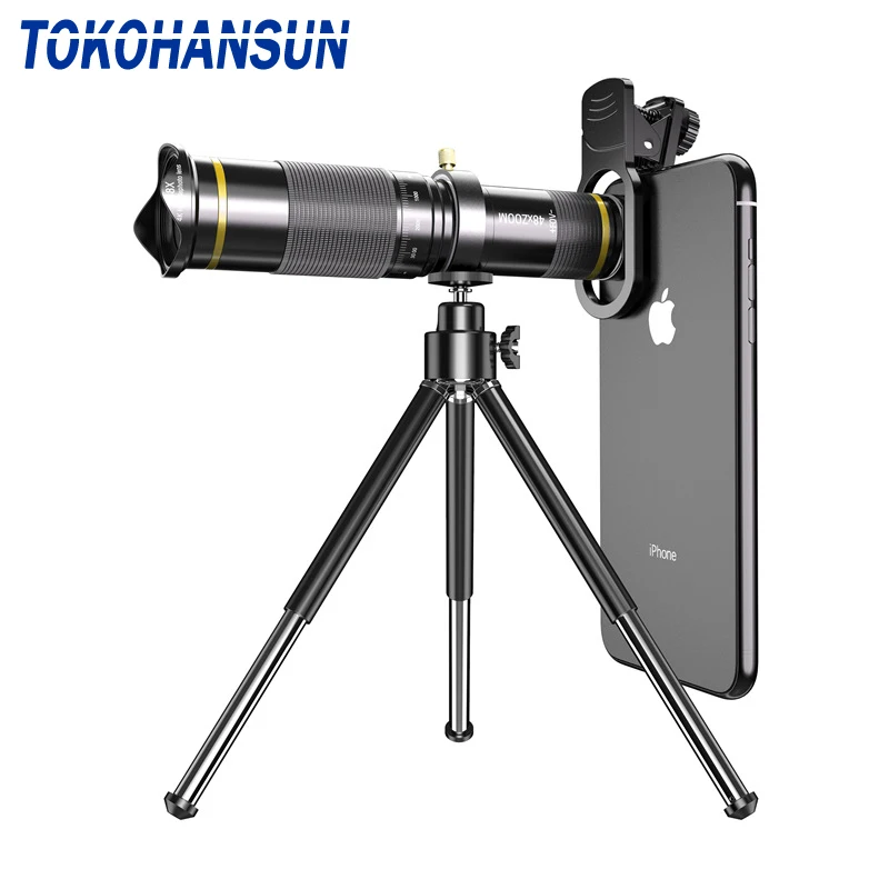 

TOKOHANSUN optic phone mobile camera lens 48x telephoto telescope lens monocular+ selfie tripod for iPhone Huawei all Smartphone
