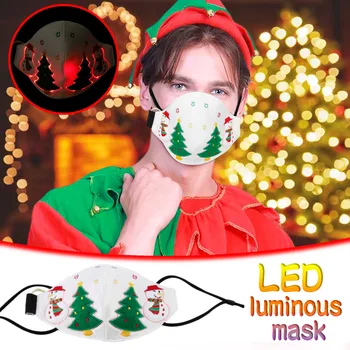 

Christmas Glowing Face Mask Santa Lighting Mouth Bandanas Fiber Light Colorful Loop Mascarillas Kids Santa Party Mask#YL5