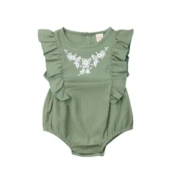 

Cute Summer Newborn Baby Girls Bodysuits Princess Flower Ruffle Solid Toddler Infant Lovely Sunsuit Jumpsuits Outfits