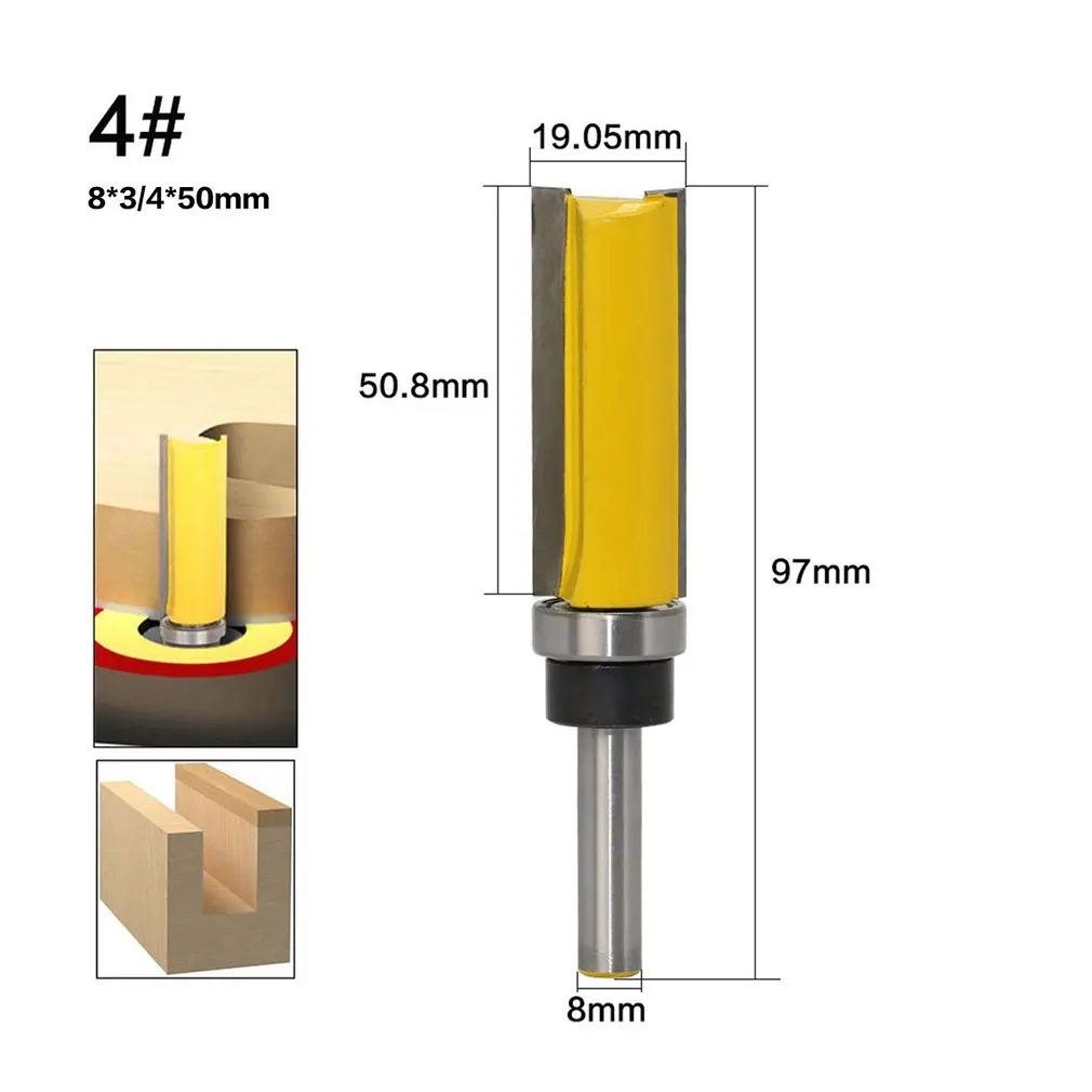 D 8MM Shank Template Trim Hinge Mortising Router Bit Straight End Mill Trimmer Tenon Cutter for Woodworking Milling Cutter - Длина режущей кромки: D