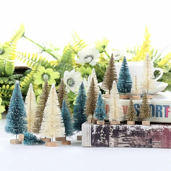 

1 Set Artificial Frosted Sisal Christmas Tree Crafts Mini Pine Decoration Decoration Small Christmas Tree