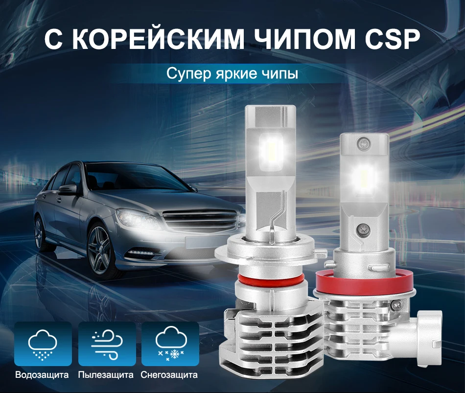 С корейской CSP Mini h7 светодиодный фонарь для автомобилей, мотоциклов H4 светодиодный H8 H11 противотуманный светильник HB3 9005 9006 HB4 6000K luces светодиодный para auto HLXG