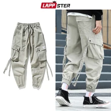 LAPPSTER мужские уличные брюки карго с лентами мужской комбинезон в стиле хип-хоп спортивные брюки мужские мешковатые модные штаны для бега Kahki