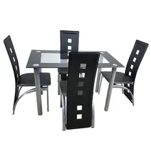 110Cm Eettafel Set Fashion Gehard Glas Eettafel Met 4 Stuks Stoelen Salontafel Conferentie Tafel Meubelen