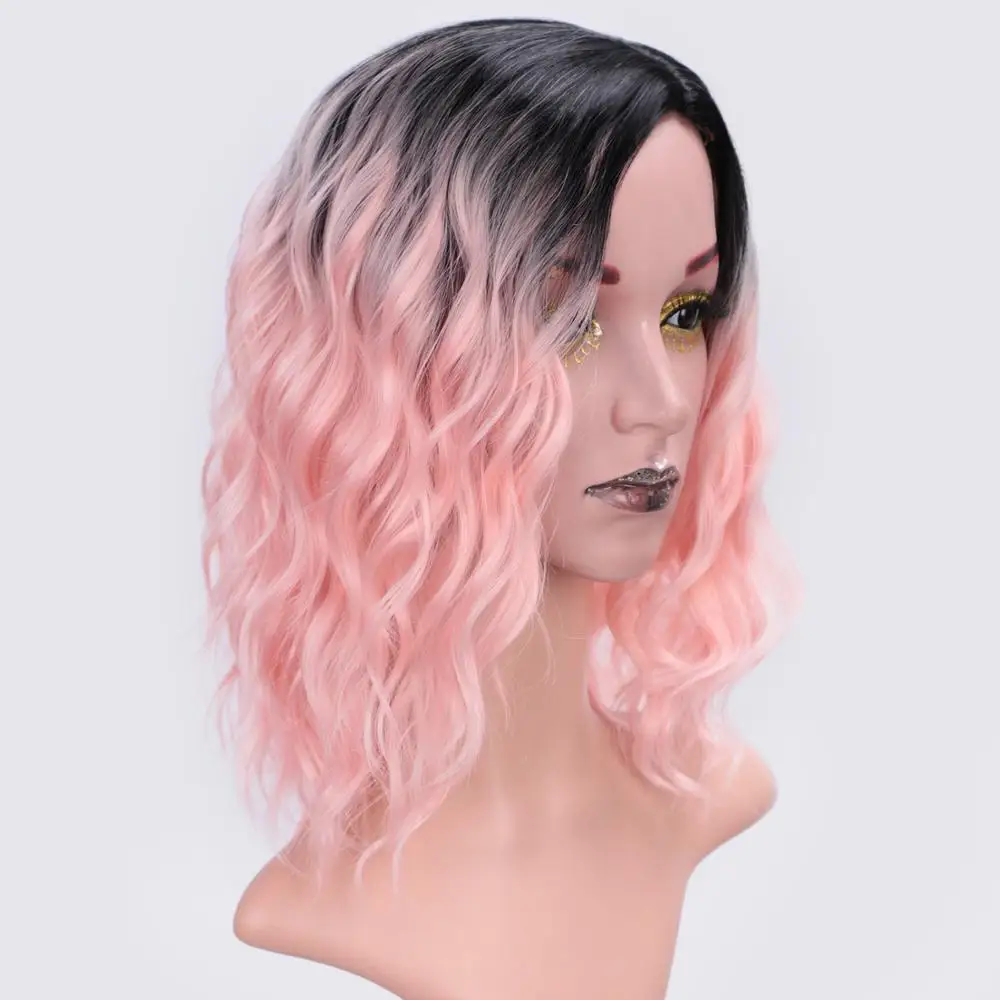 I's a wig 14 ''Ombre Фиолетовый синтетические парики для черных/белых женщин короткая волна воды розовый/Блонд/серый волос можно косплей боб парик - Цвет: juse