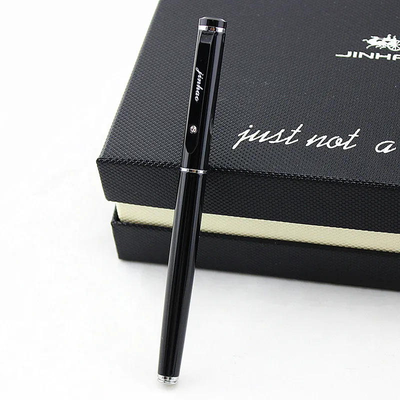 Jinhao, Сверхтонкая авторучка, черная, 0,5 мм, с капюшоном, перо, металлические, для студентов, для письма, канцелярские принадлежности, школьные, офисные принадлежности