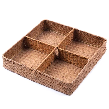 

Straw Storage Basket Creative Living Room Desktop Storage Basket Cosmetic Storage Box Tea Fruit Decoration Storage