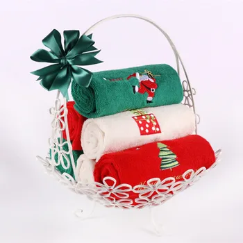 

3 Pieces Gift Box Packing Soft Velvet Cotton Embroidery Christmas Face Towel New Year Gift Hand Towel 38x78cm