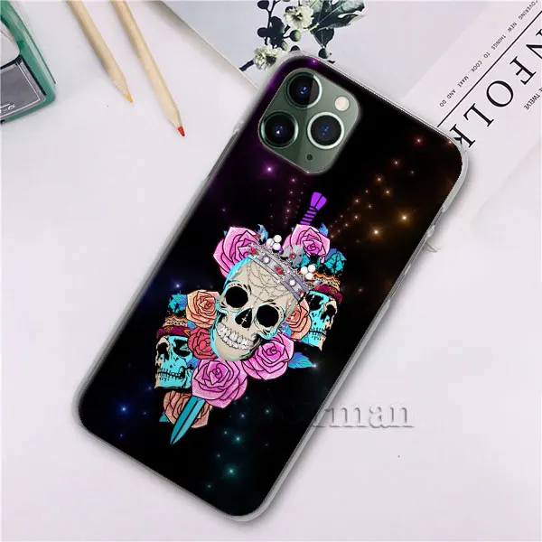 H11 Catrina красивая Роза девушка череп арт телефон Оболочка Чехол для Apple iPhone X XR XS 11 Pro Max 7 8 6 6s Plus 5 5S жесткий чехол - Цвет: H11