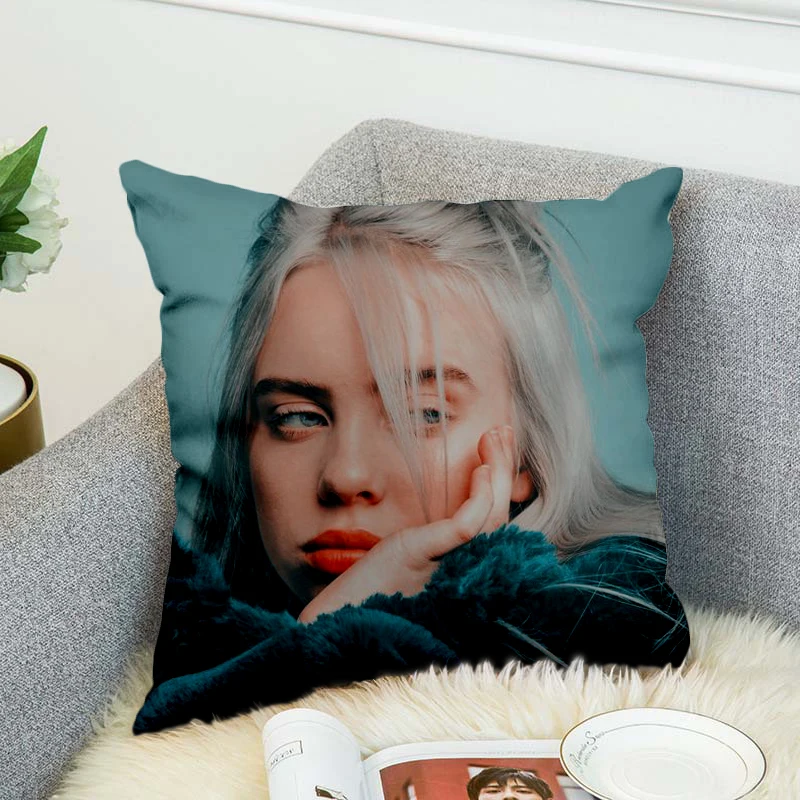billie eilish Pillow Case Polyester Decorative Pillowcases Throw Pillow Cover style-6