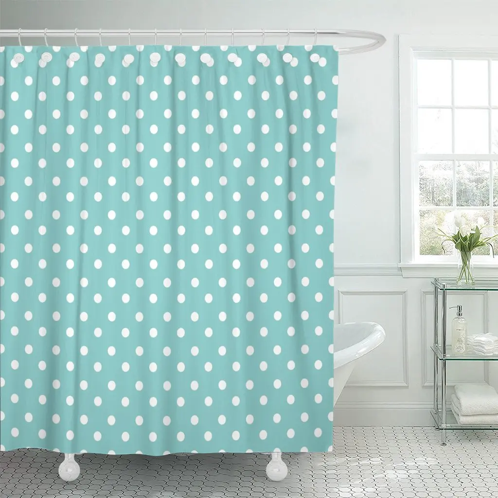 Teal Polkadot в крупный горошек узор на Бирюзовый синий Aqua Водонепроницаемый полиэстер ткань занавески для душа 72x72 дюймов набор