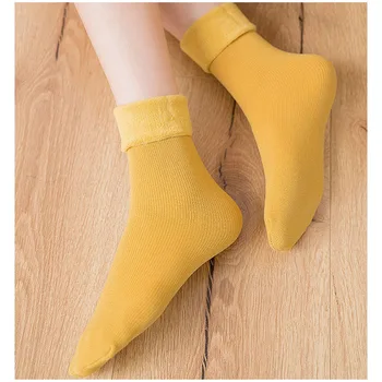 

DENNYLITER Funny Socks Women Warmer носки Casual Soft Nylon Plus Velvet Breathable Solid Women Thermal Socks