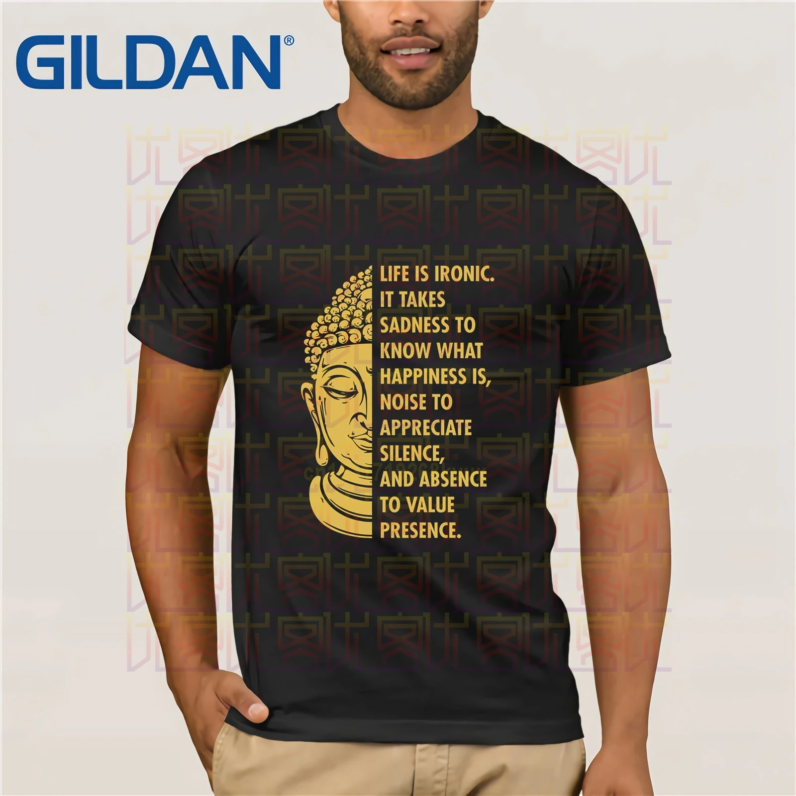 Buddha Buddhism Life Is Ironic Sadness To Happiness Tshirt Summer Fashion Men's Short Sleeve T-Shirt | Мужская одежда