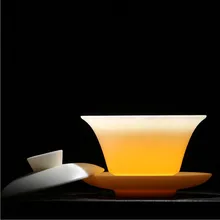 Чайный набор кунг-фу сплошной цвет белый фарфор три чашки для покрытия чаши
