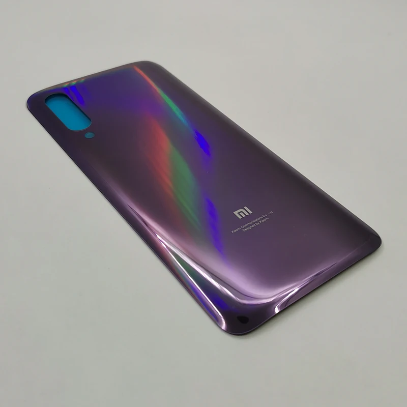 Xiaomi mi 9 mi 9 чехол для задней крышки батареи Чехол для задней стеклянной двери чехол для замены для Xiaomi mi 9 mi 9 чехол для телефона+ наклейка - Цвет: MI 9 Purple