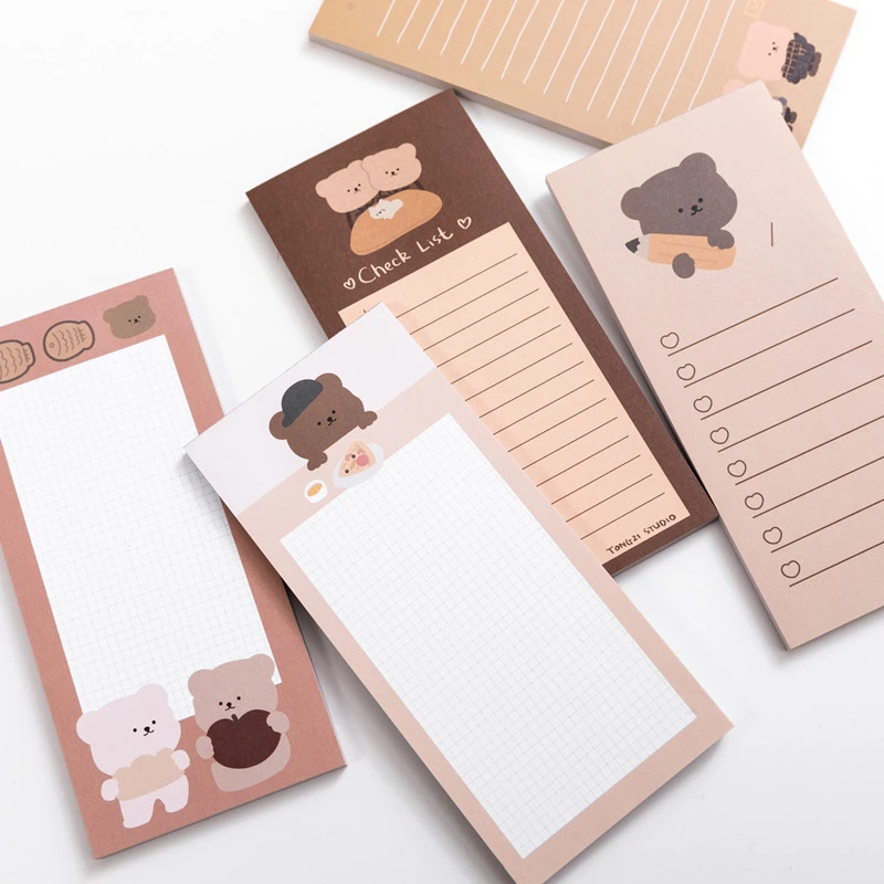 50 Sheets Cute Korean Biscuits Bear Memo Pad Message Notes Decorative Notepad Note Check List Memo Stationery Office Supplies Memo Pad Aliexpress