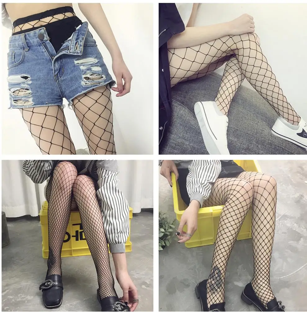 Lady Women Sexy Pantyhose Mesh Fishnet Nylon Tights Long Stocking Jacquard Step Foot Seam Pantyhose Stockings Lingerie Hosiery