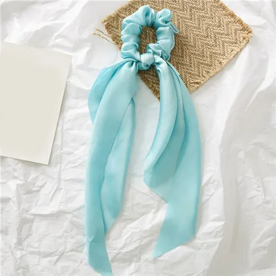 009 Ponytail scrunchie hair ties Scarf Elastic Hair Rope for Women Hair Bow Ties Scrunchies Hair Bands Flower Print Ribbon Hairbands - Цвет: 009