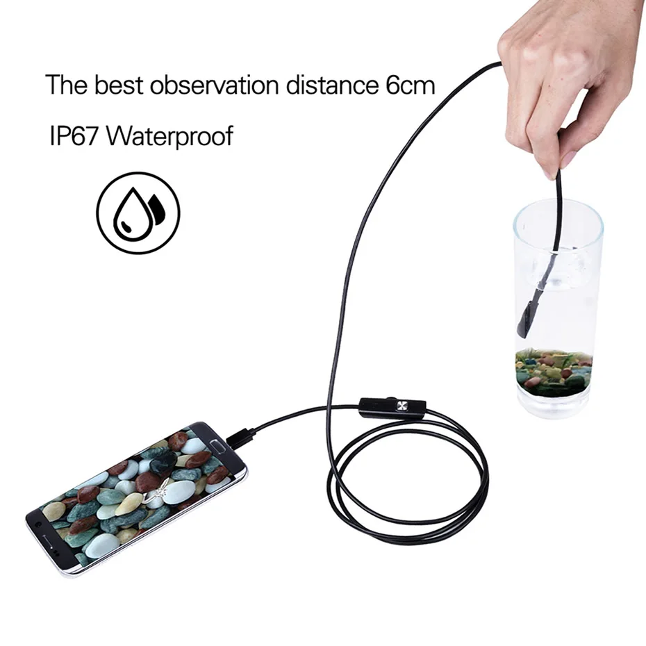 2 в 1 микро-usb эндоскоп камера 7 мм мини-видеокамеры Водонепроницаемая 6 LED бороскоп