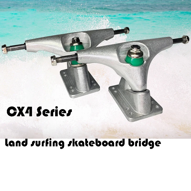 

CX4 Land Surfing Skateboard Ski Bridge SIlver 6'' C7Ground-free Rotating Bracket Longboard Deck Steering Bridge Fishboard Bridge