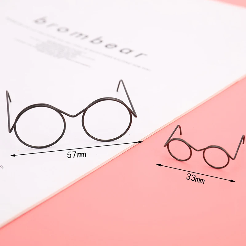 2PCS BlackTop Selling  Round Frame Lensless Retro Cool Doll Glasses For BJD Doll 1/6 30cm Doll Accessories