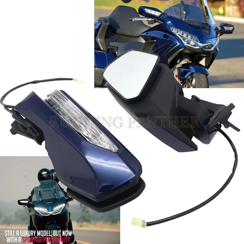 

For Honda Goldwing GL1800 GL 1800 2018 Motorcycle Motorbike Rearview Rear View Mirror LED Turn Signal light Clear Lens