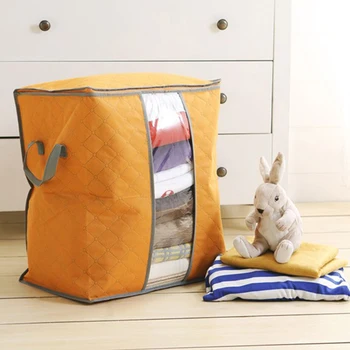 

Portable Clothes Storage Bag Organizer Non-woven Folding Closet Organizer Clothing Pillow Quilt Blanket Bedding Toys Organizer