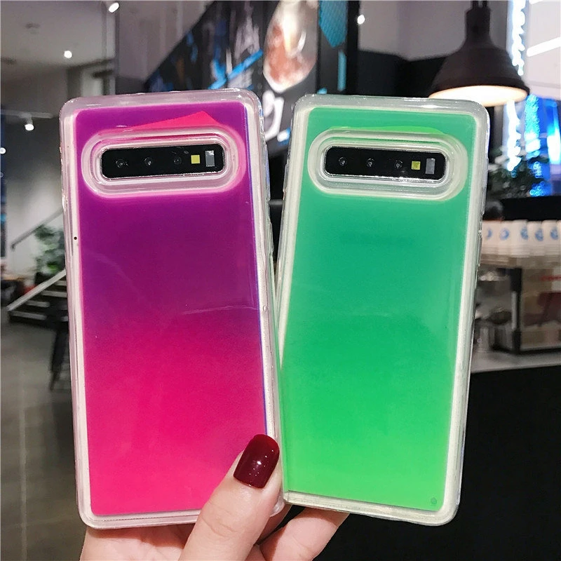 Luminous Neon Sand Case For Samsung Galaxy A3 A6 A8 A9 S7 J2 J4 J6 Edge Plus Prime 2017 2018 Liquid Quicksand Glitter phone | Мобильные