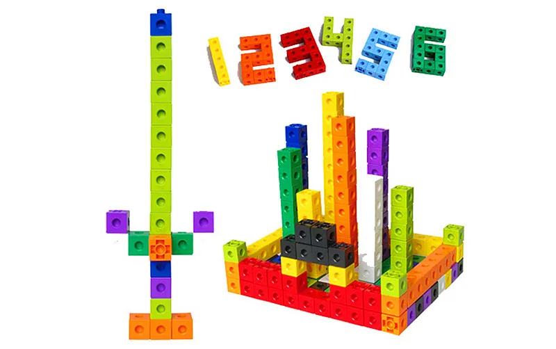 100pcs 10colors Multilink Linking Counting Cubes Snap Blocks Teaching Math Aids Manipulative Kids Early Education DIY Toy