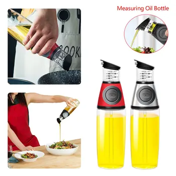 

Quantitative Press Oil Bottle Dispenser Measurable Glass Oil Bottle Seasoning Container For Kitchen Cooking Dropshipping