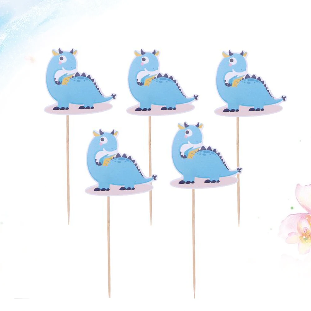 10pcs Cake Toppers Jurassic Dinosaur Fruit Topper Insert Card Cupcake Toppers Dessert Topper for Festival Party
