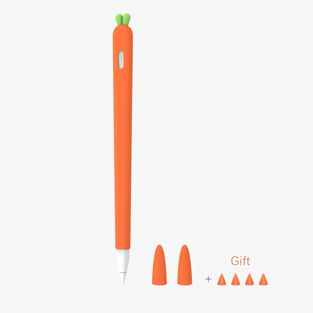 Soft carrot Silicone For Apple Pencil 1 2 Case Compatible iPad Tablet Touch Pen Stylus Protective Sleeve Cover | - Цена: 498,06 руб.