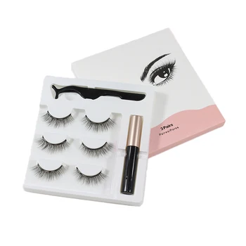 

lashes set 5 magnetic eyelashes 3d Magnetic Eyeliner &Tweezer Set No glue natural long Synthetic Hair eyelashes extension