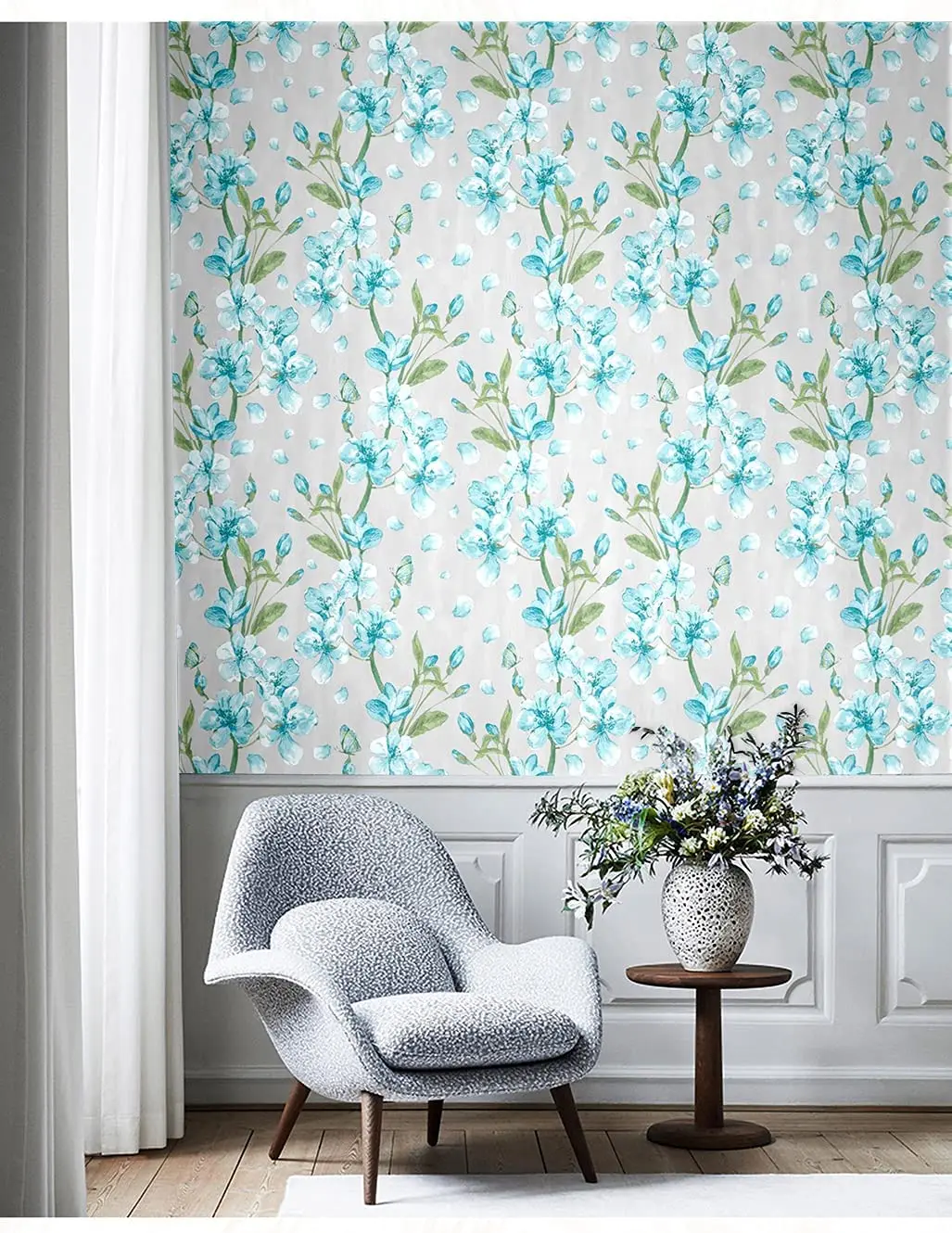 매화 껍질 및 스틱 벽지, 탈착식 녹색 잎, 방수 벽지, 비닐 자체 접착 접촉 종이 장식