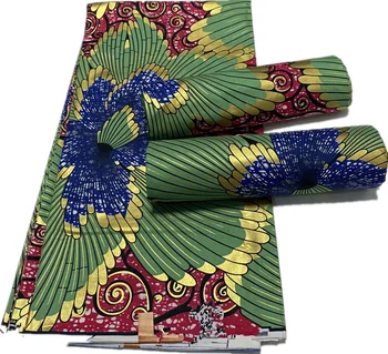 

Hot Sale Gold Wax African Fabric Wax High Quality Real Wax 100% Cotton 6yards African Print Gold Powder Wax