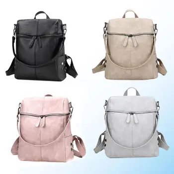 

Travel Shoulder Women Girl School Satchel Zipper Backpack Solid Schoolbag