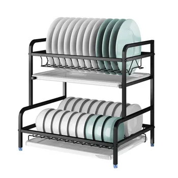 

304 stainless steel ground type kitchen bowl rack drain rack Storage rack for kitchen supplies dish drying rack organizer