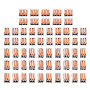 

60pcs Wire Connector Reusable Terminal Block Spring Lever Home Electrical Wire Connector Clamp Terminal Block Cable