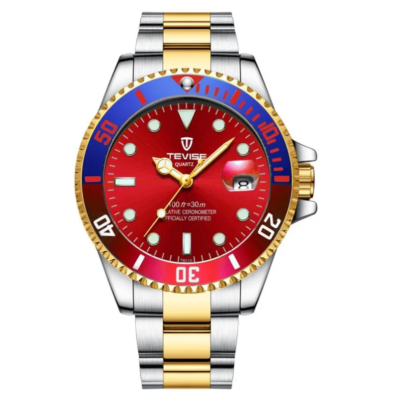 Новые Классические роскошные полностью из нержавеющей стали часы мужские деловые повседневные кварцевые часы светящиеся военные наручные часы водонепроницаемые 30 м - Цвет: Color 09
