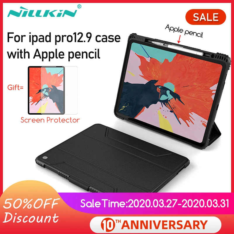 Чехол NILLKIN для iPad Pro 12 9 2018 с Apple Pencil из искусственной кожи Умный Магнитный