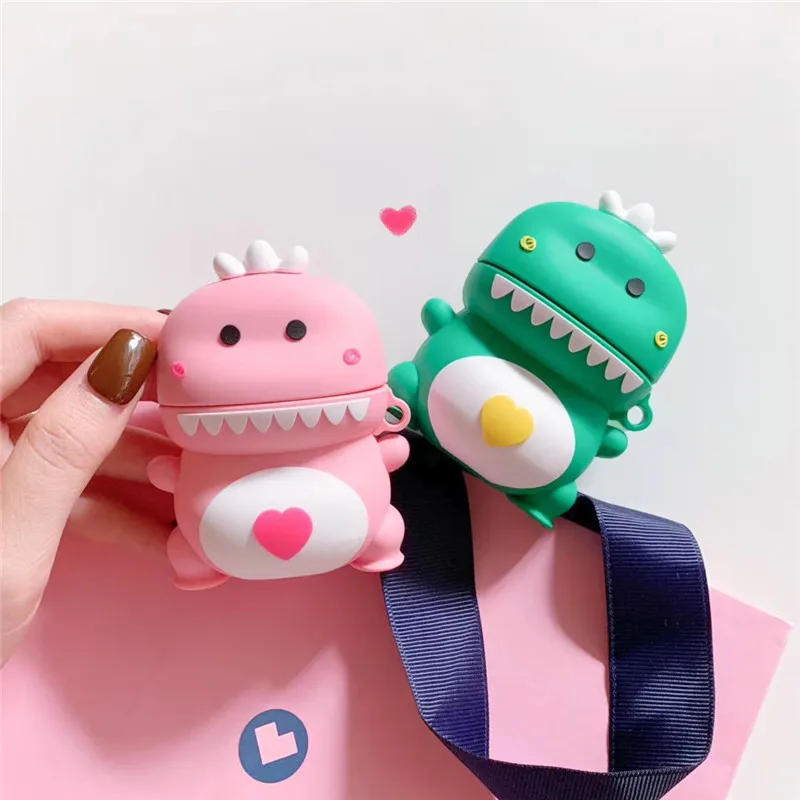 

For AirPod 1 2 Case Cute 3D Cartoon Dinosaur Earphone Case For Apple Airpods Case Soft Silicone Protect Cover Funda