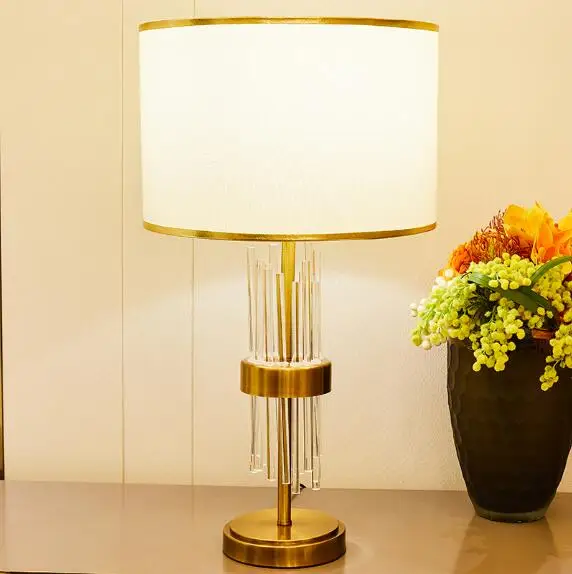 Прозрачные Стеклянные Украшения настольные лампы для спальни для гостиной золотой цвет настольные лампы прикроватные лампы 110 В 220 В светодиодные настольные лампы - Цвет абажура: 白色(White)