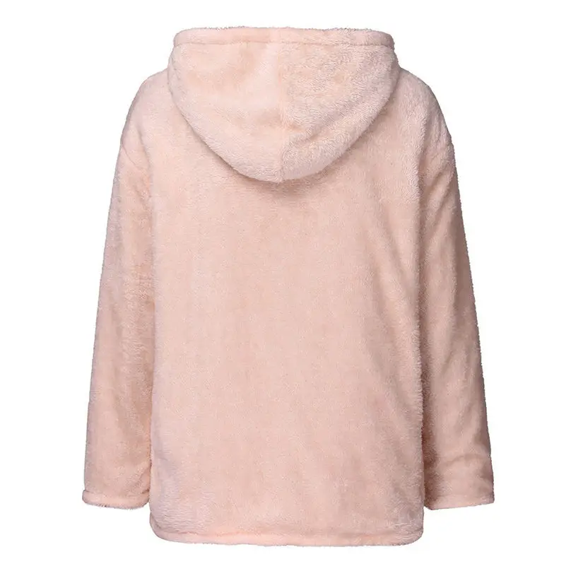 2019 New Winter Reversible Jacket Women Fashion Faux Fur Hooded Plush Zipper Pocket Reversible Coats куртка женская 4A21 (23)