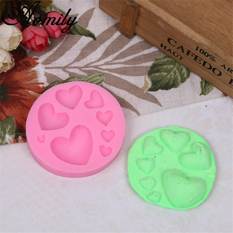Aomily 8 Holes Hearts Patten Cake Silicone Molds Fondant Cake
