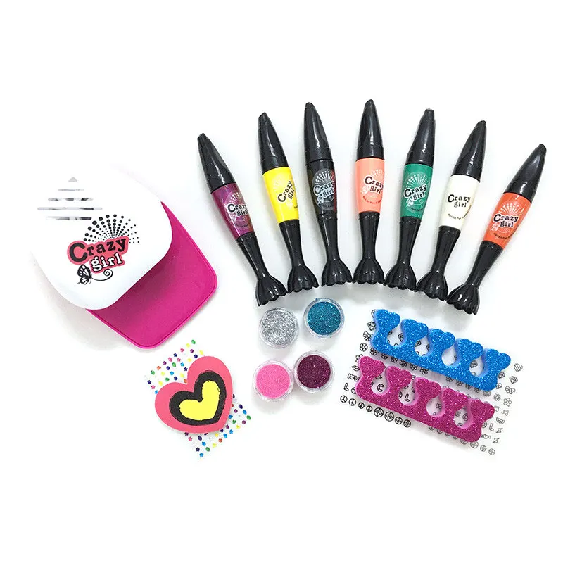 Conjunto de esmalte de unha para meninas, 28 peças de esmalte para unhas  para crianças de 3,4,5,6,7,8 anos, inclui adesivos, glitter, separador e  mais