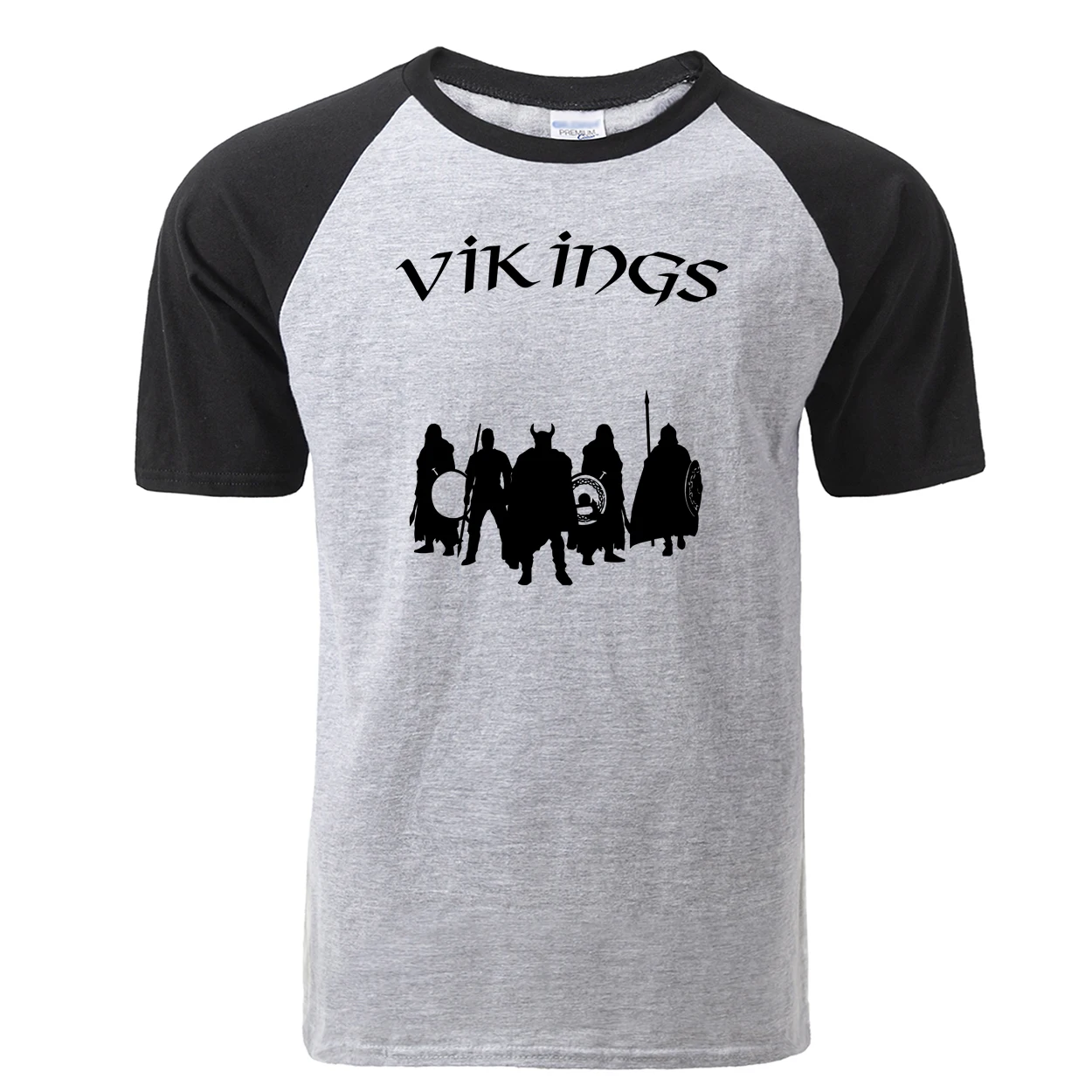 Крутая футболка Odin Vikings, Мужская футболка Die In Battle And Go To Valhalla, летняя Футболка реглан, повседневная хлопковая футболка, толстовка - Цвет: Black Gray 1