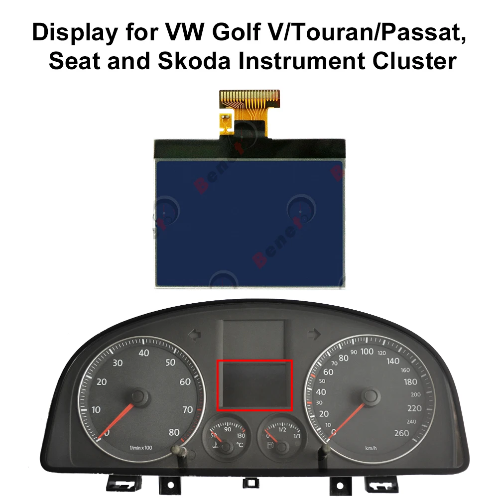 Display for VW Golf V/Touran/Passat, Seat and Skoda instrument cluster for instrument cluster display